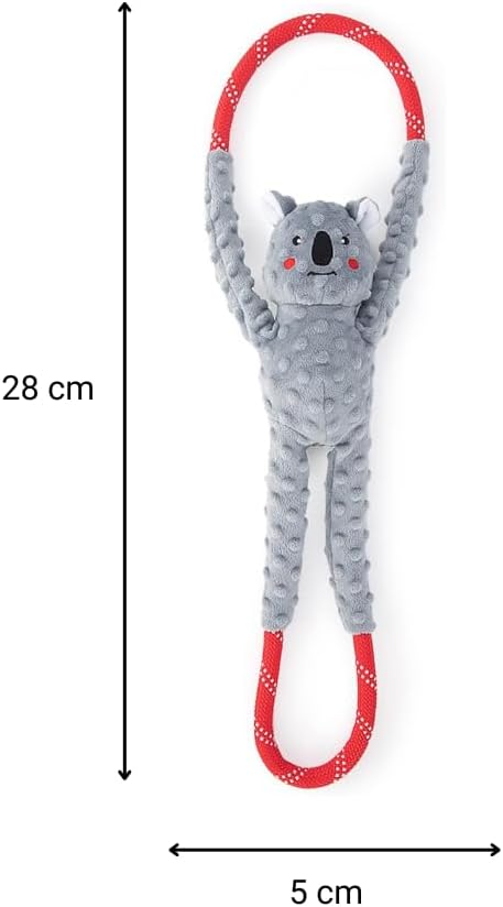 ZippyPaws - RopeTugz Koala Dog Toy - Durable Rope, Squeaky Chew Toy, Perfect for Tug of War, Suitable for Small, Medium, and Large Breeds - Machine Washable