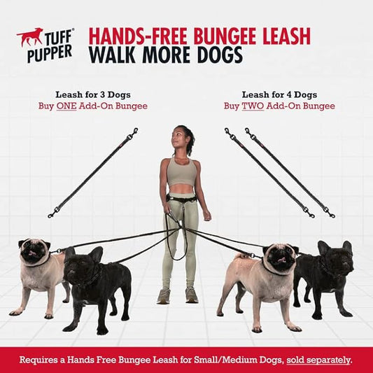 Add-On Accessory Bungee Leash | Add One Medium Dog Up to 45 lbs | Requires Purchase of Two Medium Dog Hands Free Bungee Leashes Sold Separately | Buy One for Three Dogs | Buy Two for Four Dogs