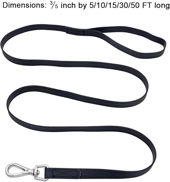 Waterproof Dog Training Leash 50FT 30FT 15FT 10FT 5FT Heavy Duty Recall Long Lead for Large Medium Small Dogs (30FT, Black)
