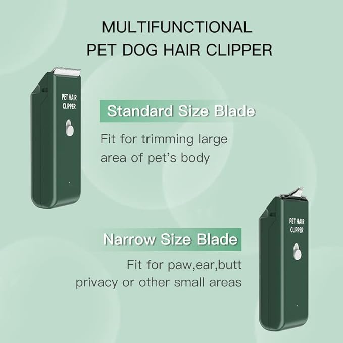 Tileon Feet Hair Trimmer, Dog Clippers,Quiet Washable USB Rechargeable Cordless Dog Grooming Kit,Electric Pets Hair Trimmers Shaver Shears for Dogs and Cats Green