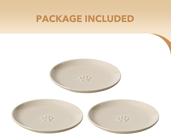 Havniva 6.1'' Ceramic Wide Cat Dishes, Set of 3 Ceramic Cat Bowls, Indoor Kitten Feeding Wet & Dry Shallow Food Dish Anti Whisker Fatigue(3 Pcs)