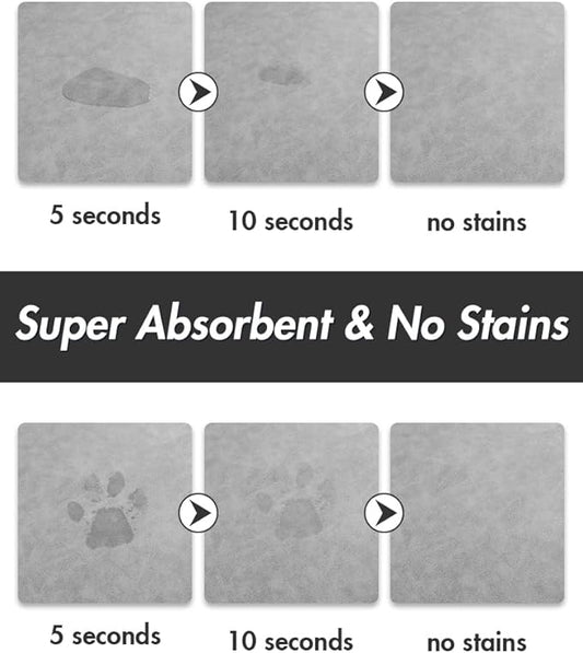 MontVoo-Absorbent Pet Feeding Mat-No Stains Pet Mat for Food and Water Bowl-Quick Dry Cat & Dog Food Mat Water Dispenser Mat-Pet Supplies Mat-Dog Water Bowl Mat for Messy Drinker,(LightGrey,12"x19")