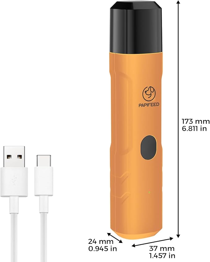 PAPIFFEED Dog Nail Clippers & Dog Nail Grinder, Quiet 3-Speed Electric Dog Nail Trimmers with Dual LED Light, Rechargeable Pet Nail File for Small Medium Large Dogs & Cats (Orange)