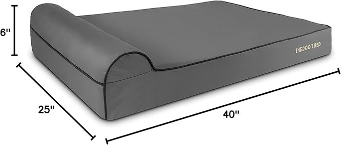 The Dog’s Bed Orthopedic Headrest Dog Bed XXL Grey/Black, Memory Foam, Pain Relief for Arthritis, Hip & Elbow Dysplasia, Post Surgery, Lameness, Waterproof Washable Cover, Veterinary Approved