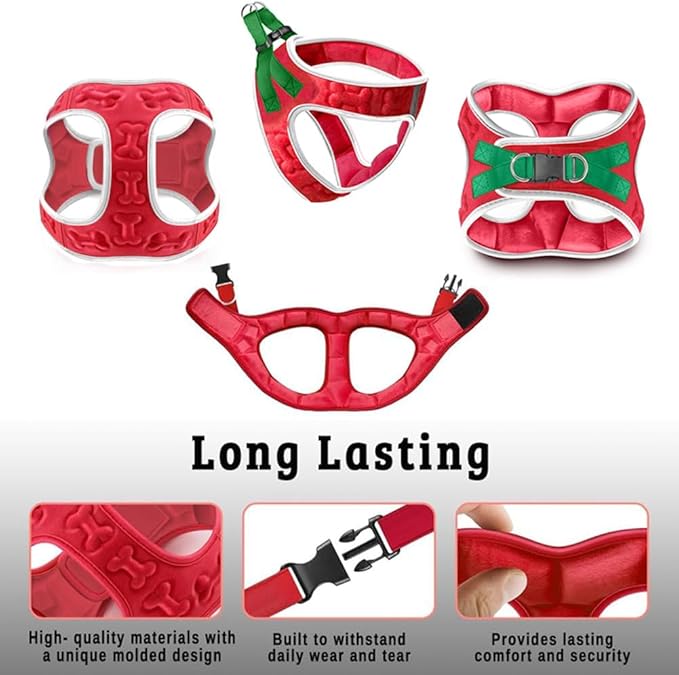 Comfort Fit Step-in Dog Harness All-Weather Dog & Puppy Harness Adjustable Extra Comfort Soft Padded No-Pull Vest for Small Medium Dogs Easy to Put On Secure Buckle Fit (Plush Both Side Velvet)