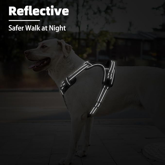 PUPTECK No Pull Dog Harness Small Sized, Adjustable Reflective Dog Harness with Handle Easy Control, Comfortable Soft Padded Pet Vest Harness for Small Dogs, Black S