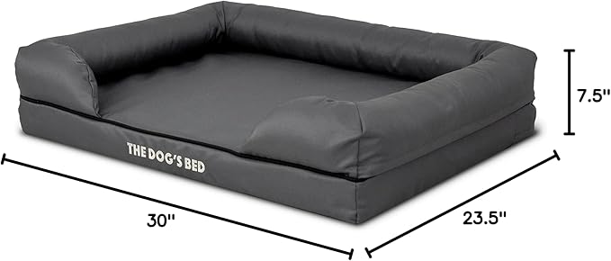 The Dog’s Bed Medium Oxford Grey, Memory Foam, Pain Relief: Arthritis, Hip & Elbow Dysplasia, Post Surgery, Lameness, Supportive, Calming, Waterproof Washable Cover, Veterinary Approved
