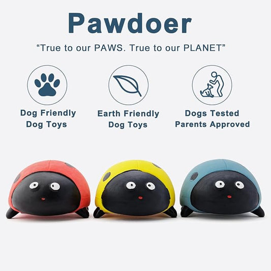 Pawdoer 3 Pack Squeaky Dog Toys for Medium Dogs, Soft Latex Squeaky Dog Ball, Cute Funny Squeak Ladybug Pet Toys