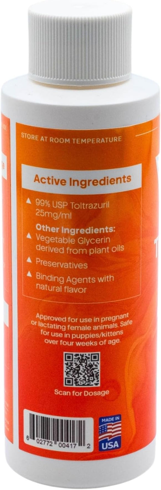 ToltraMax Toltrazuril 2.5% for Horses, Dogs, Cats, 120mL/4 Ounce, for Non-Food Chain Animals, Alfalfa