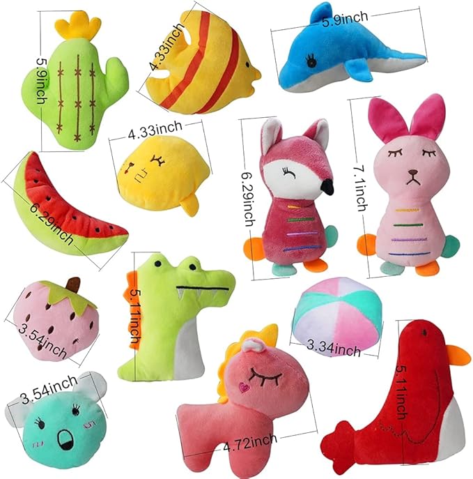 YUNKINGDOM 27 Pack Puppy Squeaky Toy,Different Designs Squeakers Pet Toys,Cute Bulk Plush Dog Toys,Small Dog