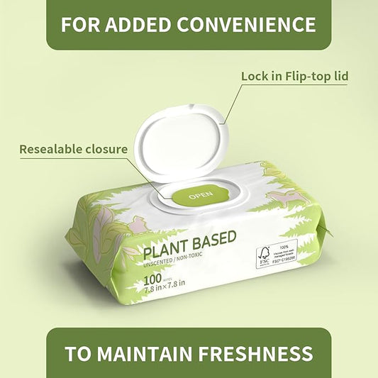 100 Unscented Dog Wipes for Paws and Butt Plant Based Hypoallergenic Pets Cleansing & Deodorizing Anal Gland Hygienic Puppy Wipes for Dogs Face and Body Cat Wipes Cleaning Fur Doggie Wipes Doggy Wipes