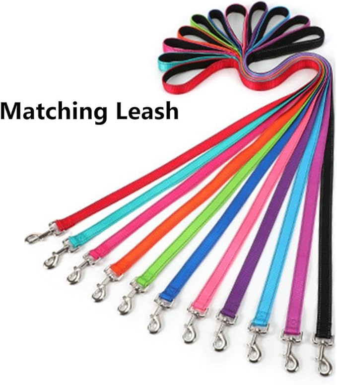 Reflective Dog Collar and Leash Set with Metal Buckle, Soft Sturdy Nylon Dog Collars with Quick Release Buckle, Adjustable Pet Collars with with ID Tag Ring for Small Medium Large Dogs