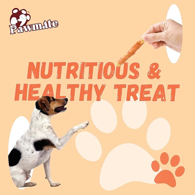 Pawmate Dog Treats Pumpkin Biscuits Chicken Wrapped, Healthy Chewy Snacks High Fiber Low Fat, Training Treats for Small Medium Large Dogs, 10.6 oz