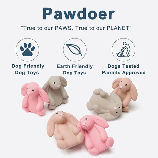 Pawdoer Squeaky Dog Toys for Medium Dogs, Soft Latex Bunny Squeaky Dog Ball, Cute Funny Squeak Rabbit Pet Toys