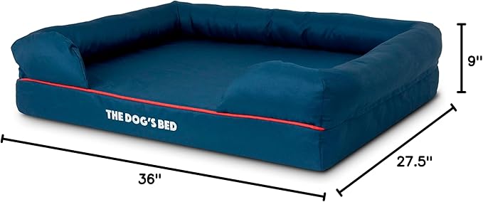 The Dog’s Bed, XL Oxford Blue, Memory Foam, Pain Relief: Arthritis, Hip & Elbow Dysplasia, Post Surgery, Lameness, Supportive, Calming, Waterproof Washable Cover, Veterinary Approved