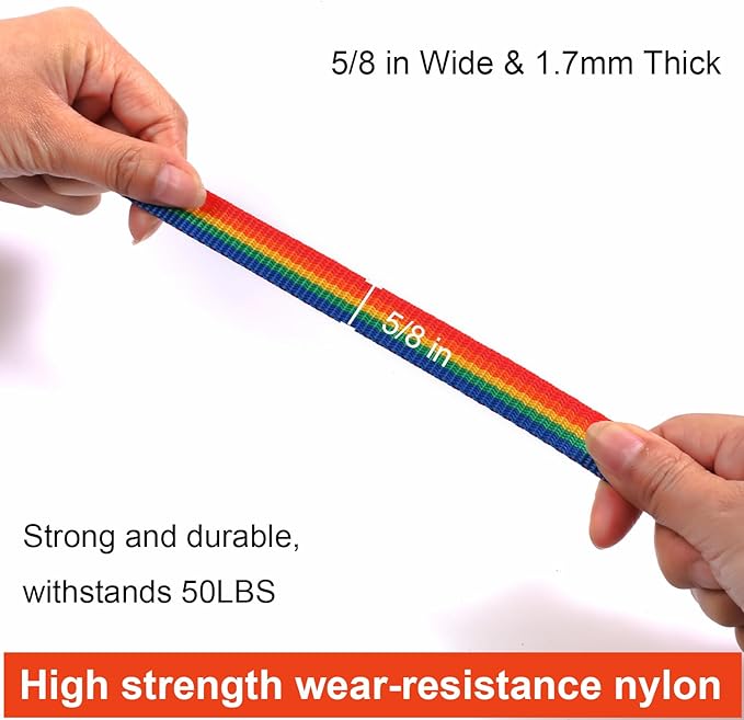 6 FT Puppy Leashes, Strong Traditional Style Leash with Easy to Use Collar Hook,Dog Lead Great for Small and Medium and Large Dog (Rainbow, 5/8 in x 6 ft)