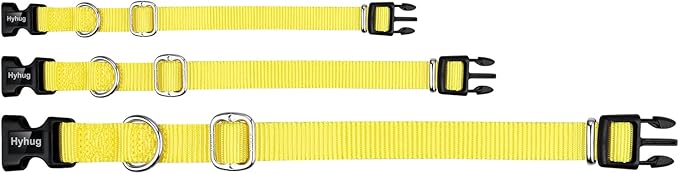 Hyhug Medium Dog Collar, Yellow:Heavy-Duty Quick-Release Nylon Buckle, Adjustable & Durable, Cute Dog Collar (Medium, Illuminating Yellow)