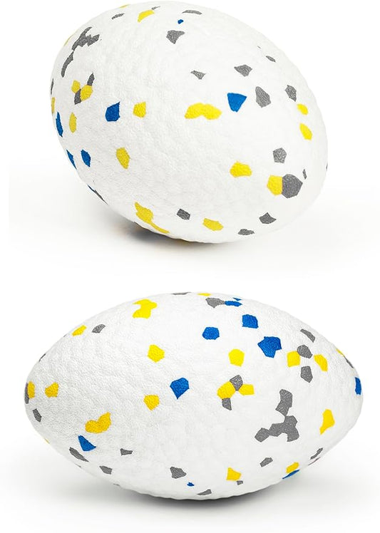 Moonorange 4.72" Indestructible Large Rugby Balls for Aggressive Chewers Durable Olive Bouncy Interactive Football Toy for Dogs Fetch Game Lightweight Floating Outdoor Training, White