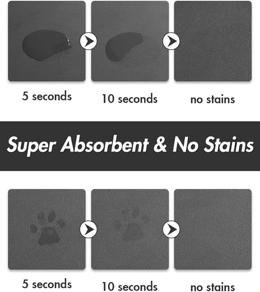 MontVoo-Absorbent Pet Feeding Mat-No Stains Pet Mat for Food and Water Bowl-Quick Dry Cat & Dog Food Mat Water Dispenser Mat-Pet Supplies Mat-Dog Water Bowl Mat for Messy Drinker,(Darkgrey,16"x24")