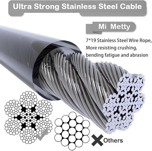 Tie Out Cable for Dogs,20FT Dog Leads,Heavy Duty Tie Out Cable for Large Dogs Up to 125lbs,Durable Dog Runner Tether Line for Outdoor,Yard