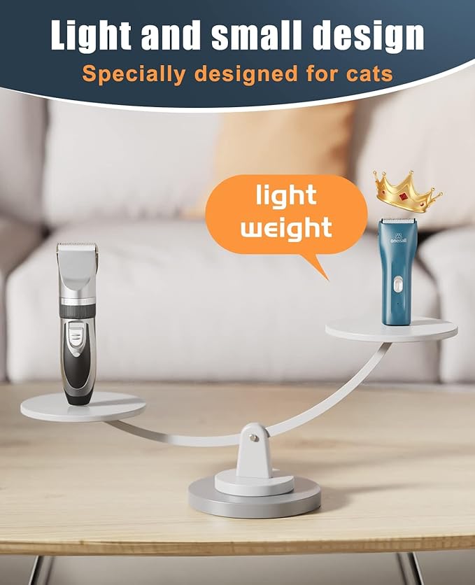 oneisall Pet Clipper for Cat Matted Hair, Pet Shaver for Cats Quiet Pet Clippers Waterproof Cordless Cat Clippers for Matted Long Hair with Storage Bag (Green)