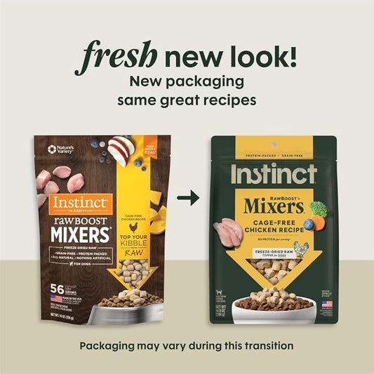 Instinct Raw Boost Mixers, Freeze Dried Dog Food Topper, Grain Free - Cage Free Chicken, 14 oz. Bag