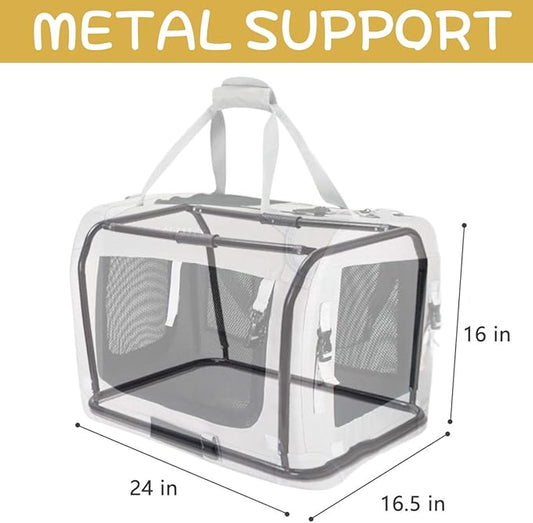 Petseek Extra Large Cat Carrier Soft Sided, Portable Small Dog Carrier for 2 Cats, 24"x16.5"x16" Car Travel Folding Comfortable Design, Yellow
