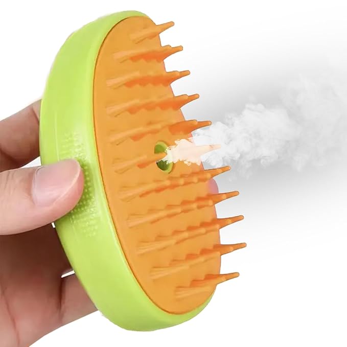 Mango Magic Pet Grooming Brush with Mist Spray, Detangling Comb for Dogs and Cats, Lime Green and Orange (Green)