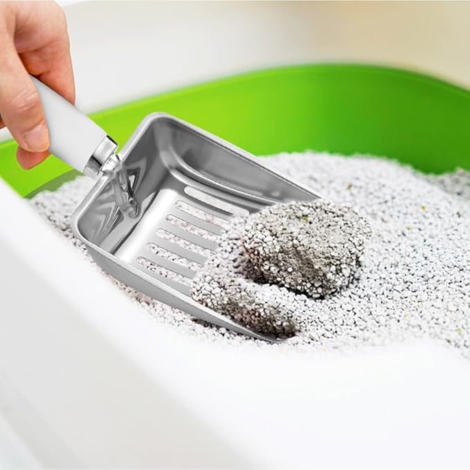 Apidgrowth Cat Litter Scoop - Stainless Steel Metal Cat Litter Scoop-Sturdy Mesh Scooper - Mesh Shovel-Easy to Clean - Suitable for Cat Litter Box -Grey White-Christmas