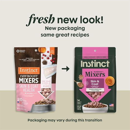 Instinct Raw Boost Mixers Skin & Coat Health Freeze-Dried Dog Food Topper, 5.5 oz. Bag