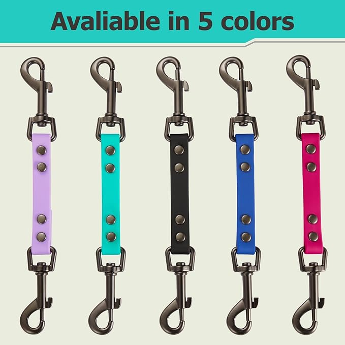 Dog Safety Collar Clip – Waterproof Backup Connector with Dual Hooks for Harness and Collar | Leash Safety Attachment for Training & Walking (Green, 9 inch)