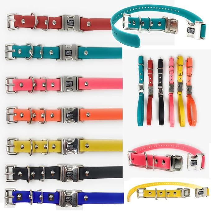 Sparky Pet Co - Apollo ECollar Replacement Strap - Dog Collar - Waterproof Biothane - Adjustable - Double Buckle - Quick Snap Metal Clasp - for Invisible Fence Systems - 1" x 30"(Teal)