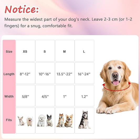 Dog Collar with Pink Cherry Blossom Patterns, Spring Summer Collection Dog Collar with Exquisite Pendant, Durable Adjustable Collars for Gifts & Daily Use-S