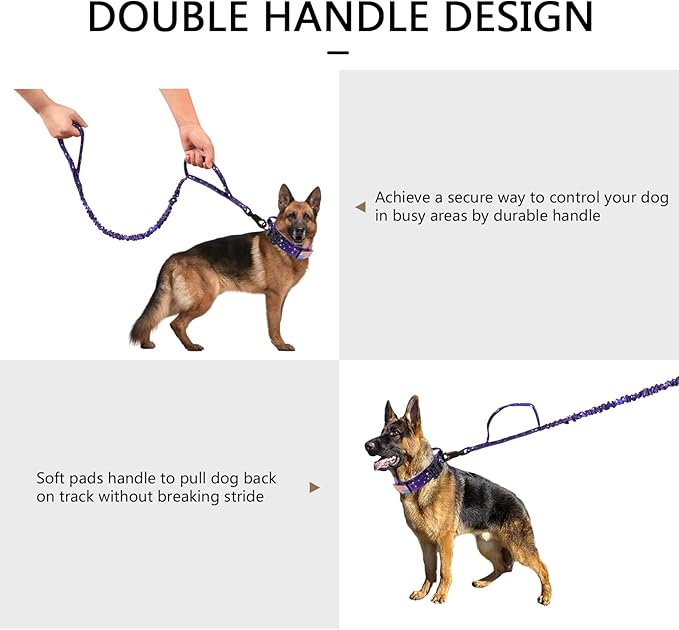 DAGANXI Tactical Dog Collar, Adjustable Military Training Nylon Dog Collar with Control Handle and Heavy Metal Buckle for Medium and Large Dogs, with Patches and Airtags Case (XXL, Purple Sky-Set)