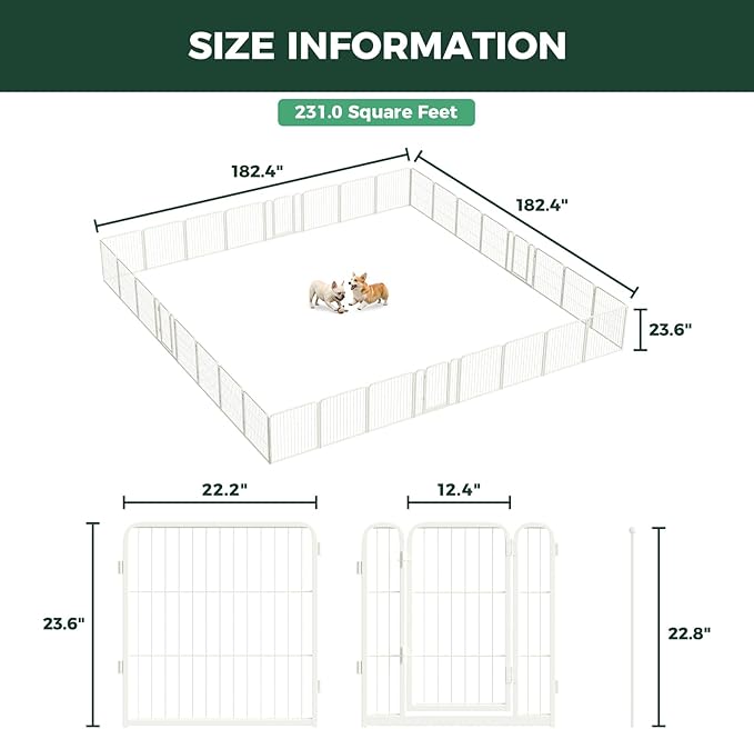 FXW Homeplus Unleashed Indoor Dog Playpen - Stress-Free and Safe Play, Heavy Duty 24 Inch 32 Panels Dog Pen for Puppy and Small Dogs, White│Patented