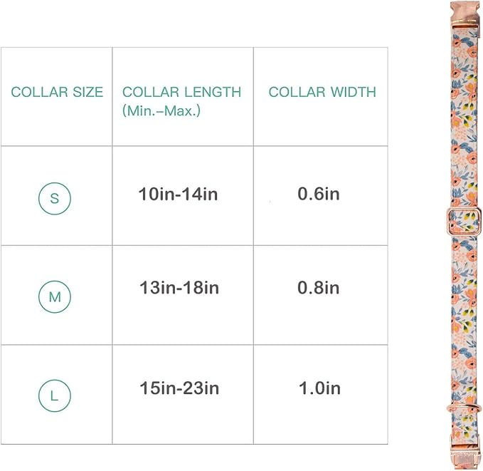 Metal Buckle Dog Collar, Durable Adjustable Dog Collar Soft for Small Medium Large Dogs (M(13-18in), Flower3)