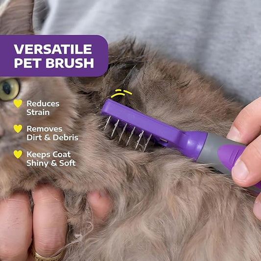 Hertzko Dematting Comb for Dogs Grooming Tool for Long and Short Haired Pets - Matted Cat Fur Remover for Small Dogs, Cats, and Rabbits - Tangle and Knot Remover Brush