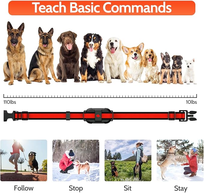 DogStop Dog Training Collar Electric Dog Collar with 4 Training Modes and Rechargeable Remote Waterproof Range 3300Ft for Small Medium Large Dogs(Red)