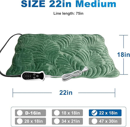 Quwzayail Pet Heating Pad for Cats Waterproof 9 Gears and time Settings Switch, Adjustable Heated Cat Bed, Adding Wire Rope Wires Cat Warming (22.0" L x 18.0" W x 0.5" Th, Green)