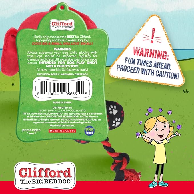 Clifford® Busy Body Rope ‘n Wrangle Durable Dog Rope Toy | Cozy Dog Stuffed Animals Play Toy for Medium/Large Dogs | Mental and Sensory Simulation, Fetch, Tug and Comfort