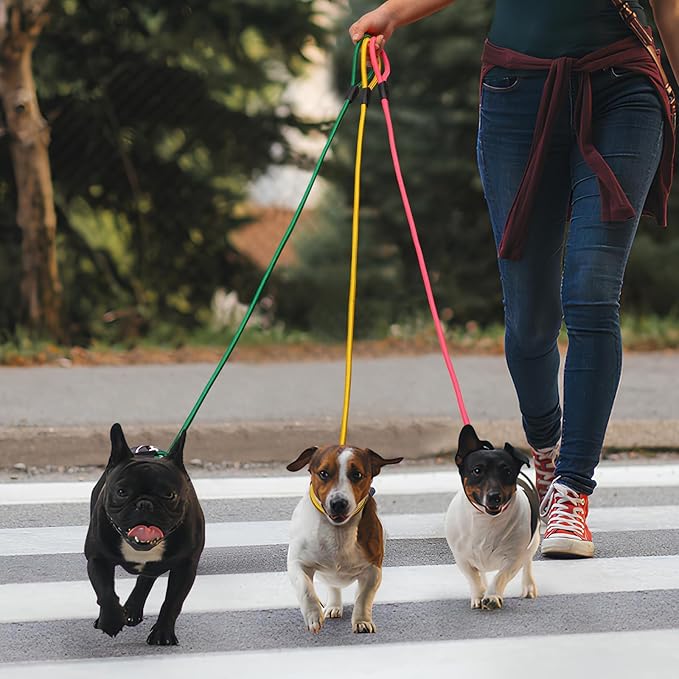 3-Pack Adjustable No-Pull Dog Slip Leads 3 Colors (Yellow/Pink/Green) - Dogs' Fave Hues, Easy On/Off, No Collar Needed, Ideal for Training & Walking