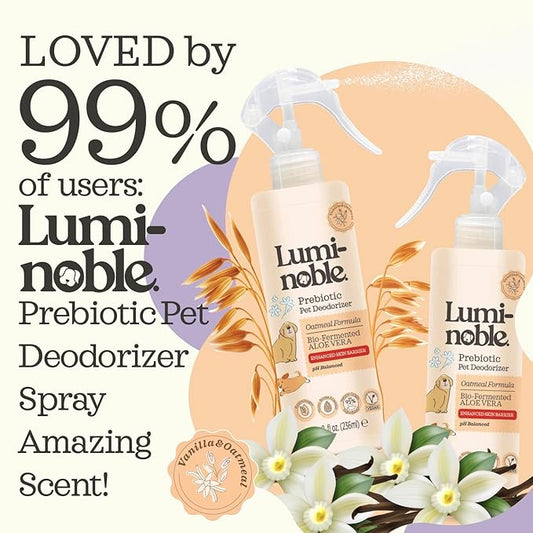 Prebiotic Dog Deodorizer Spray Perfume, Vanilla & Oatmeal Scented, Hypoallergenic Skin Care, Alcohol-Free Odor Remover for Dogs, Prebiotic Formula to Refresh & Hydrate Sensitive Skin & Coat, 8oz