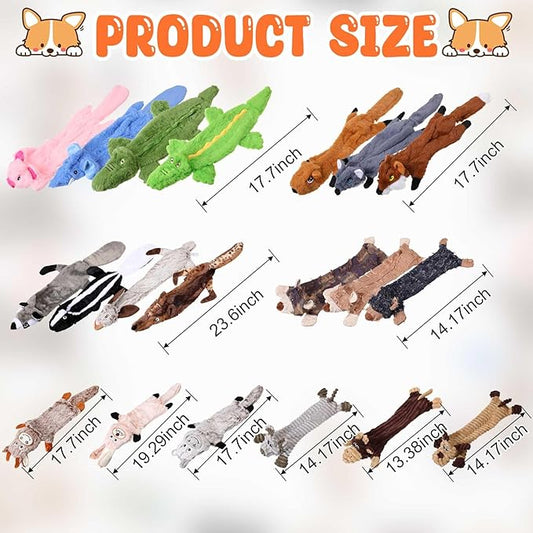 Outus 20 Pcs No Stuffing Dog Squeaky Toys Bulk for Aggressive Chewers, Crinkle Teething Chew Plush Toys for Small Medium Large Pet Gift, 20 Styles(Classic Style)