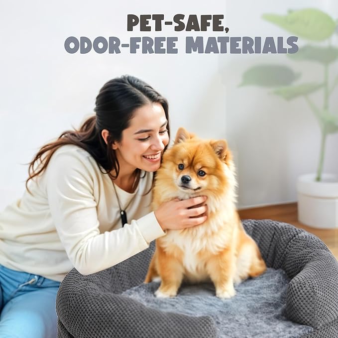 Miorun Bolster Dog Bed, Extra Thick 4.7 Inch Large Orthopedic Dog Bed with Memory Foam, Pet Couch Bed with Supportive Structure, Removable Washable Cover, Durable and Stylish Dog Bed for Large Dogs