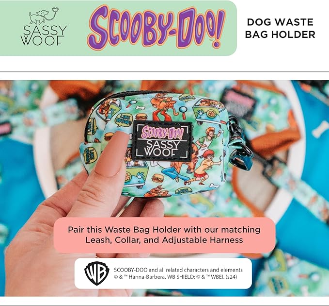Sassy Woof Dog Waste Bag Holder – Scooby-Doo™ Waste Bag Dispenser for Leash, 3" x 2.5" x 2" – Cute & Durable Holder for Walks – Fits Standard Rolls – Pet Walking Accessory with Clip