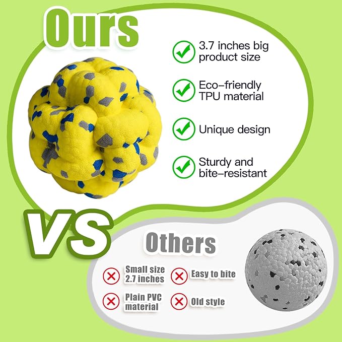 Moonorange Upgrade Dog Balls Interactive Toys for Aggressive Chewers, Indestructible Tennis Durable Bouncy for Fetch Game, Lightweight Floating, Yellow