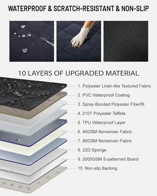PAWPROVED Dog Car Seat Cover for Back Seat, Waterproof Dog Seat Cover for Back Seat, Hard Bottom Back Seat Pet Cover for Dogs, Large-Space Hammock for Car Truck SUV, Pet Seat Cover Holds 450lbs(Black)