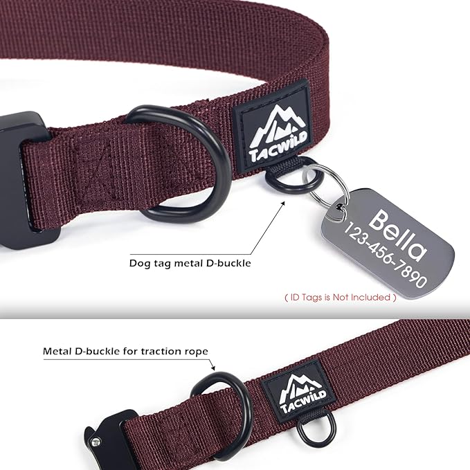 Medium Dog Collar Boy Girl - Adjustable, Chew Proof Nylon Collar with Metal Quick Release Buckle and D-Ring for Dog Tags (Burgundy, M)