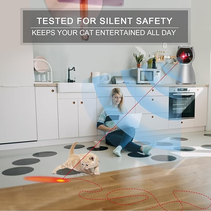 YVE LIFE Laser Cat Toys for Indoor Cats,The 4th Generation Real Random Trajectory Motion Activated Rechargeable Automatic Cat Laser Toy,Interactive Cat Toys for Bored Indoor Cats/Kittens (Gray)