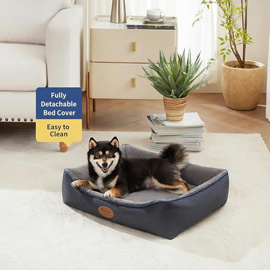 Tidore Orthopedic Dog Beds Medium Sized Dog, Durable Egg Crate Foam Sofa Dog Bed with Washable Removable Cover, Waterproof Lining, Pet Beds for Medium Dogs, Navy